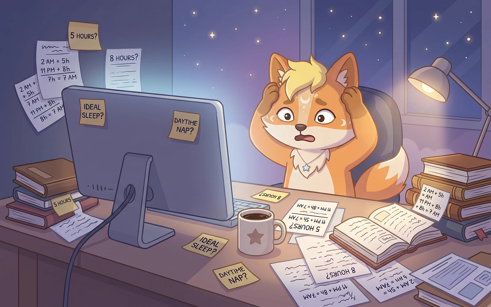 Sleeping fox illustrating healthy sleep duration for adults