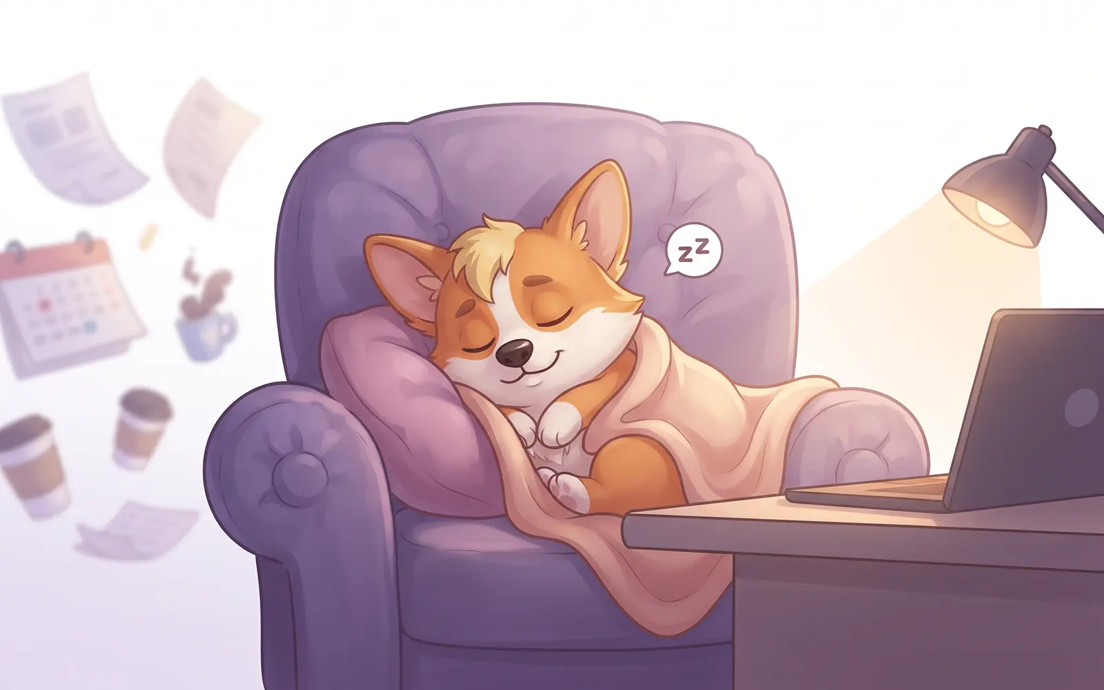 Sleeping corgi illustrating sleep cycles and brain health